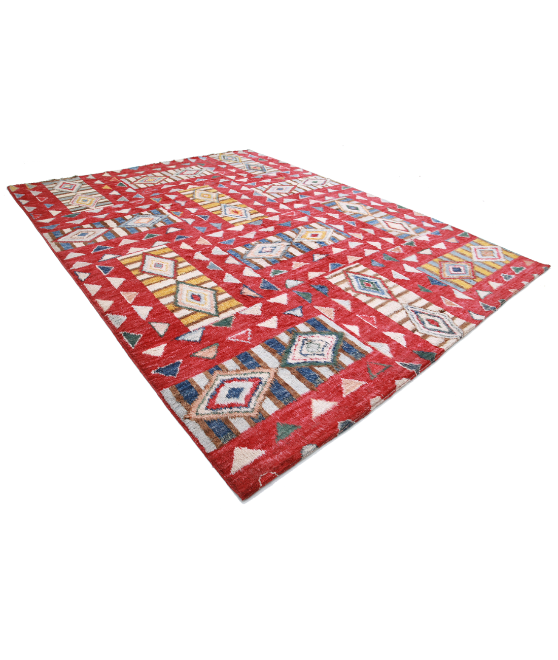 Moroccan 10'6'' X 13'9'' Hand-Knotted Wool Rug 10'6'' x 13'9'' (315 X 413) / Red / Ivory