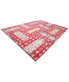 Moroccan 10'6'' X 13'9'' Hand-Knotted Wool Rug 10'6'' x 13'9'' (315 X 413) / Red / Ivory