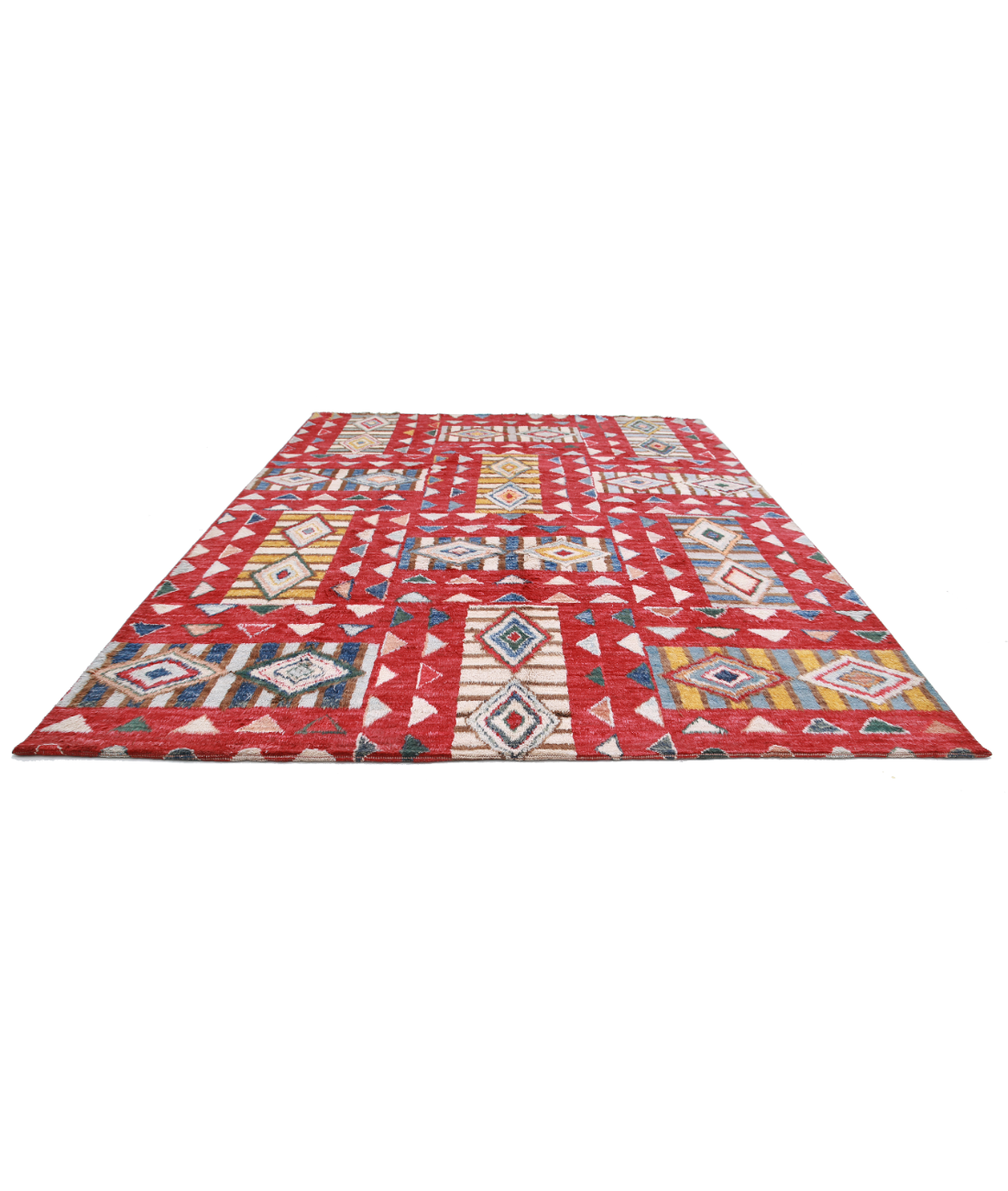 Moroccan 10'6'' X 13'9'' Hand-Knotted Wool Rug 10'6'' x 13'9'' (315 X 413) / Red / Ivory