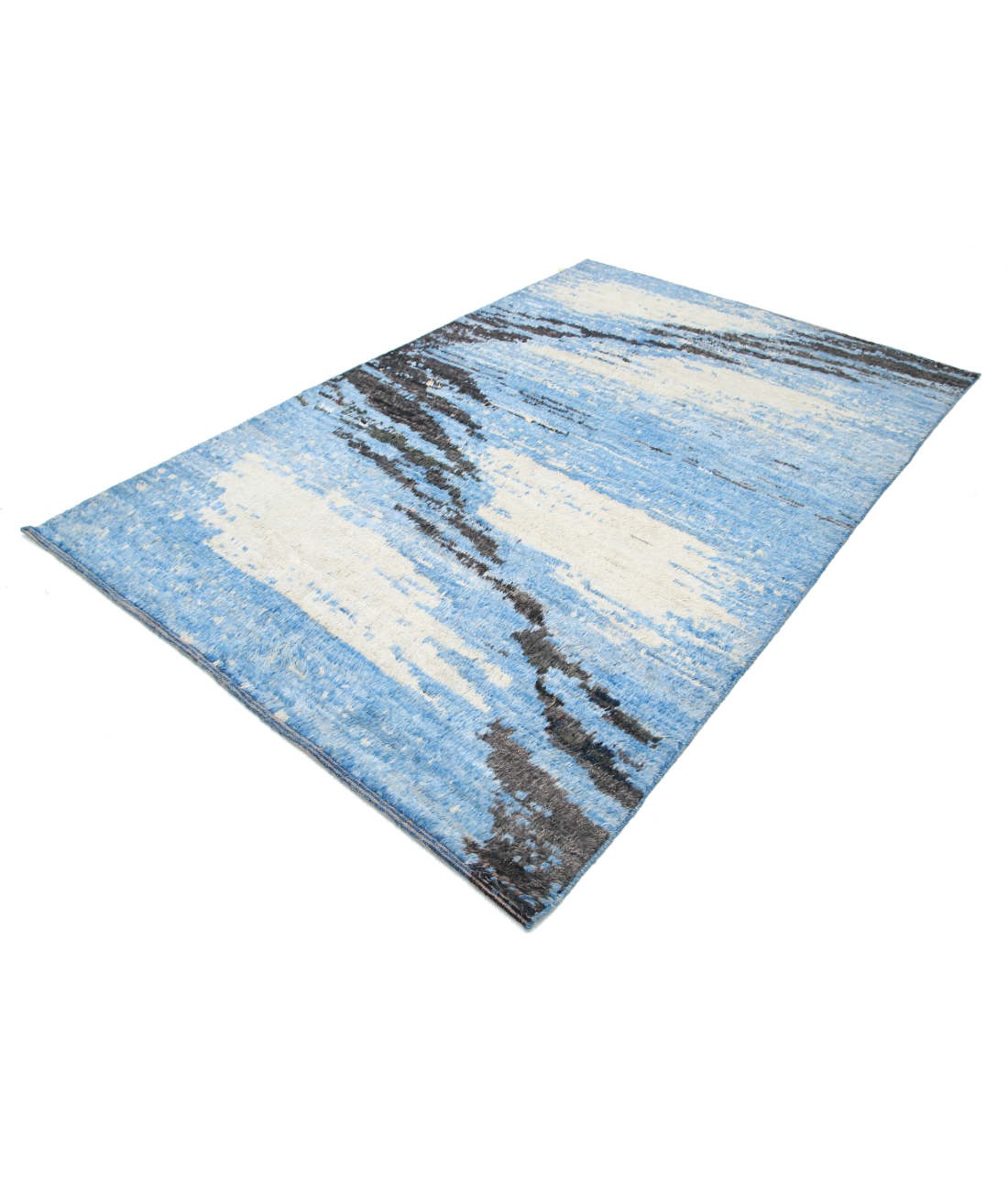 Moroccan 6'3'' X 9'8'' Hand-Knotted Wool Rug 6'3'' x 9'8'' (188 X 290) / Blue / Blue