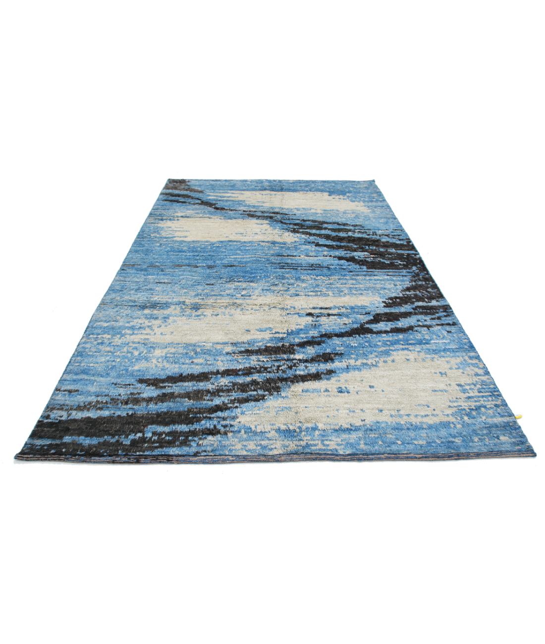 Moroccan 6'3'' X 9'8'' Hand-Knotted Wool Rug 6'3'' x 9'8'' (188 X 290) / Blue / Blue