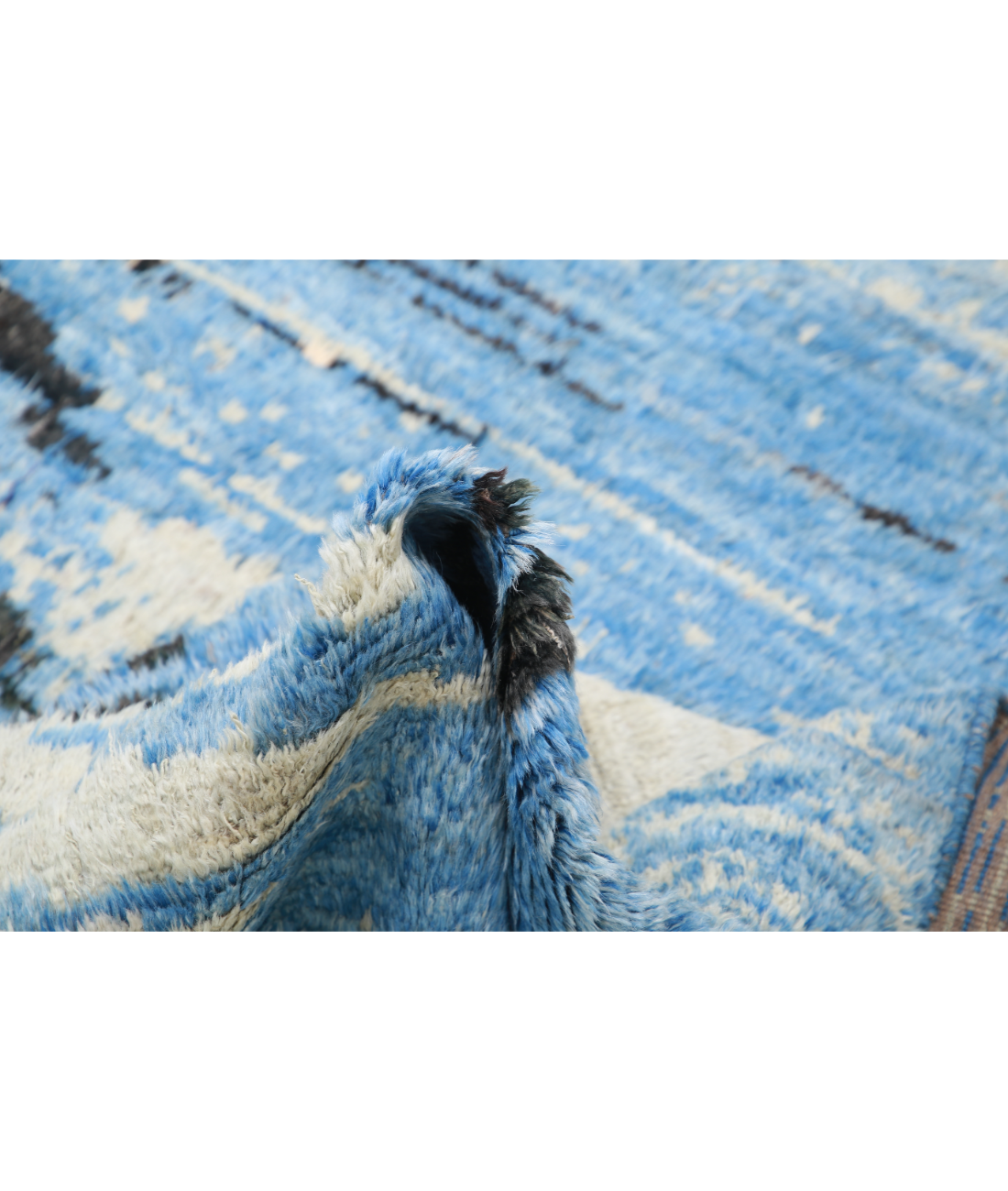 Moroccan 6'3'' X 9'8'' Hand-Knotted Wool Rug 6'3'' x 9'8'' (188 X 290) / Blue / Blue