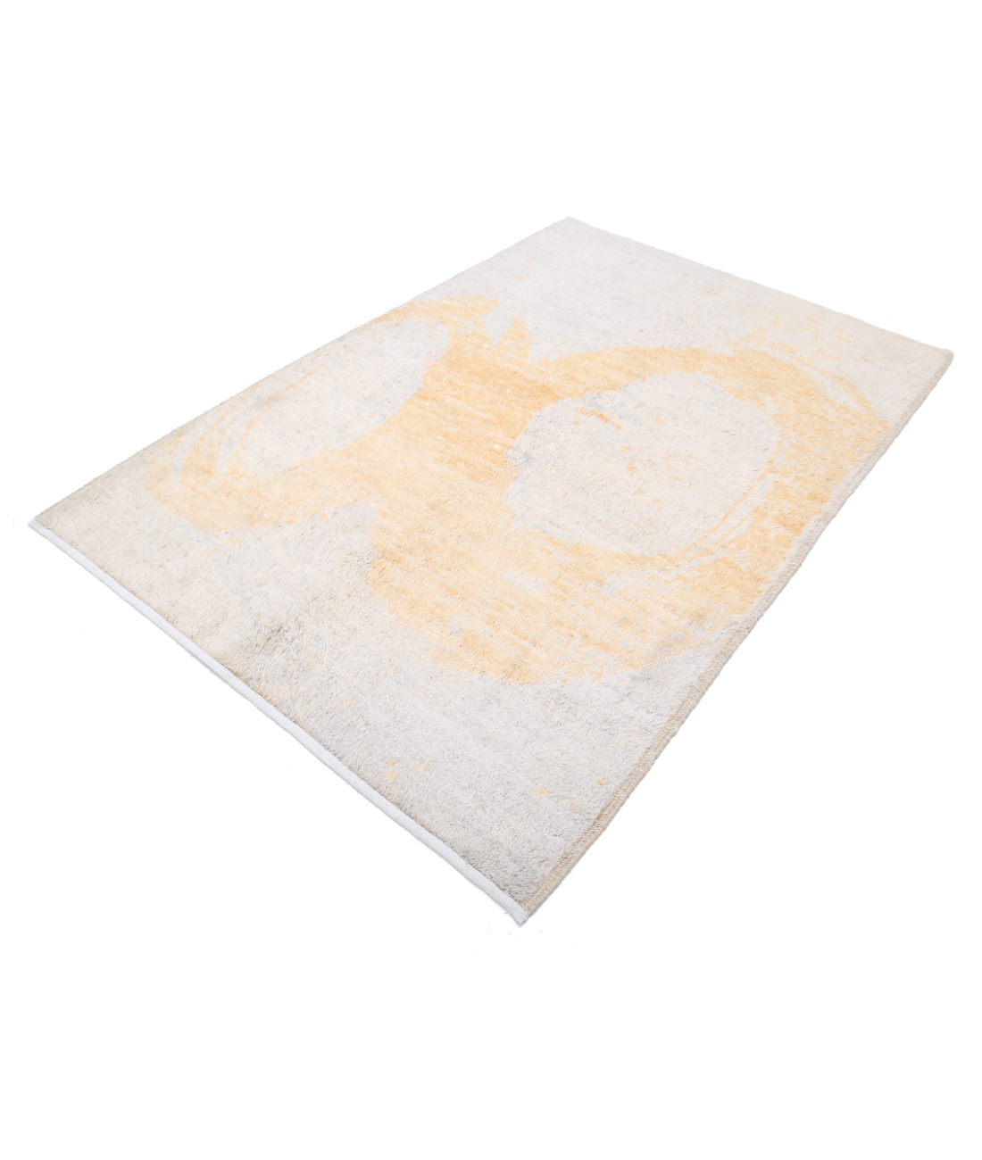 Moroccan 5'1'' X 7'5'' Hand-Knotted Wool Rug 5'1'' x 7'5'' (153 X 223) / Grey / Gold