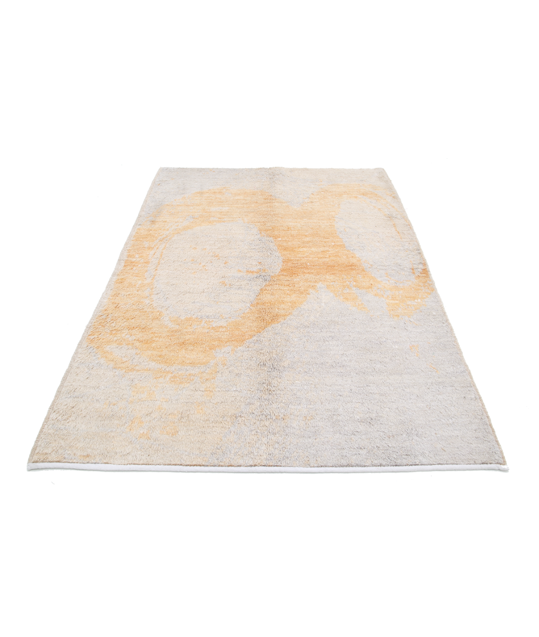 Moroccan 5'1'' X 7'5'' Hand-Knotted Wool Rug 5'1'' x 7'5'' (153 X 223) / Grey / Gold