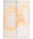 Moroccan 5'1'' X 7'5'' Hand-Knotted Wool Rug 5'1'' x 7'5'' (153 X 223) / Grey / Gold