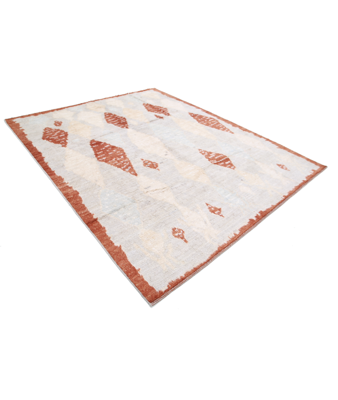 Moroccan 8'2'' X 10'0'' Hand-Knotted Wool Rug 8'2'' x 10'0'' (245 X 300) / Grey / Rust