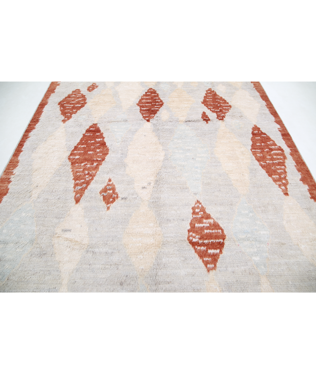 Moroccan 8'2'' X 10'0'' Hand-Knotted Wool Rug 8'2'' x 10'0'' (245 X 300) / Grey / Rust