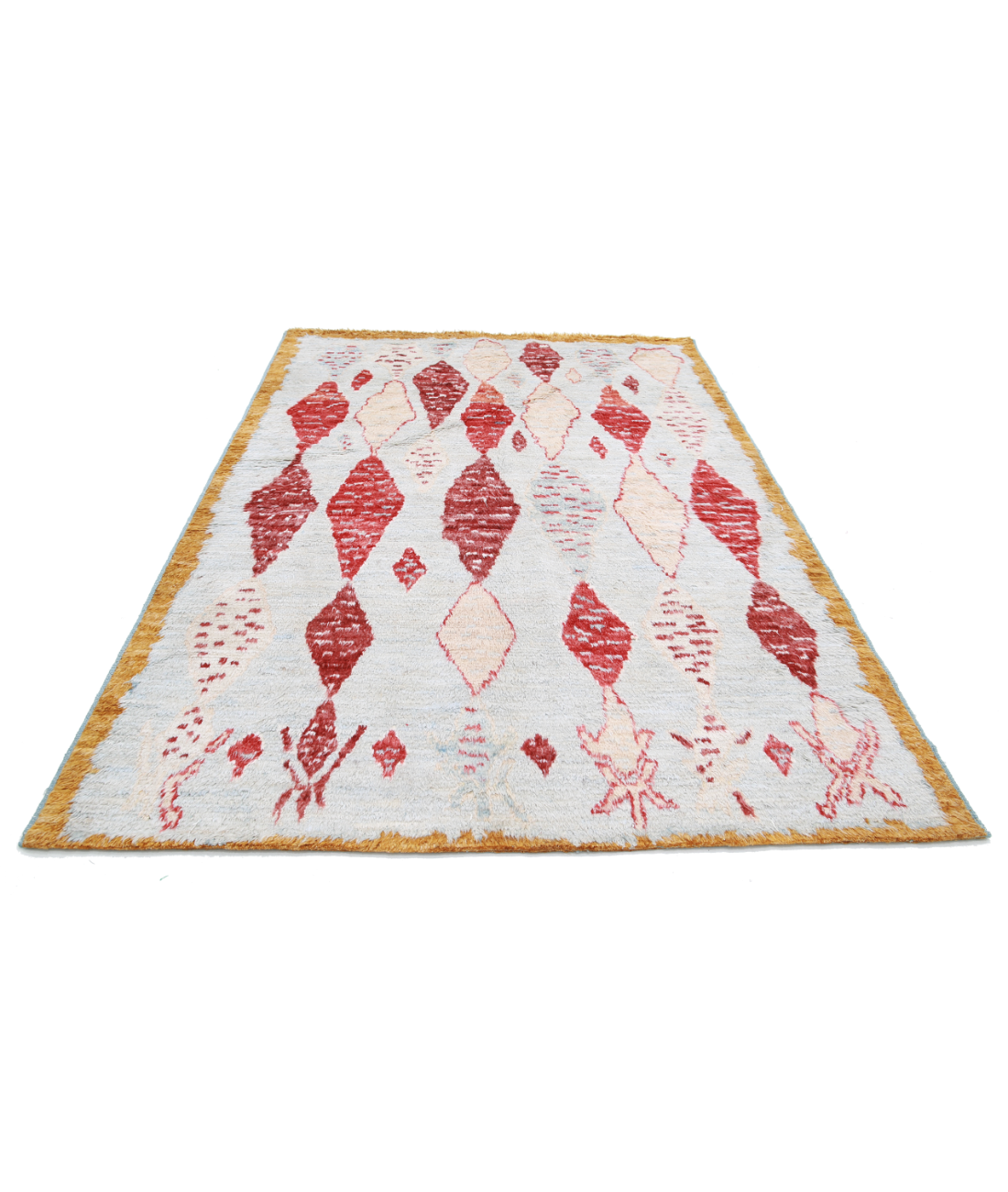 Moroccan 6'2'' X 9'1'' Hand-Knotted Wool Rug 6'2'' x 9'1'' (185 X 273) / Blue / Taupe
