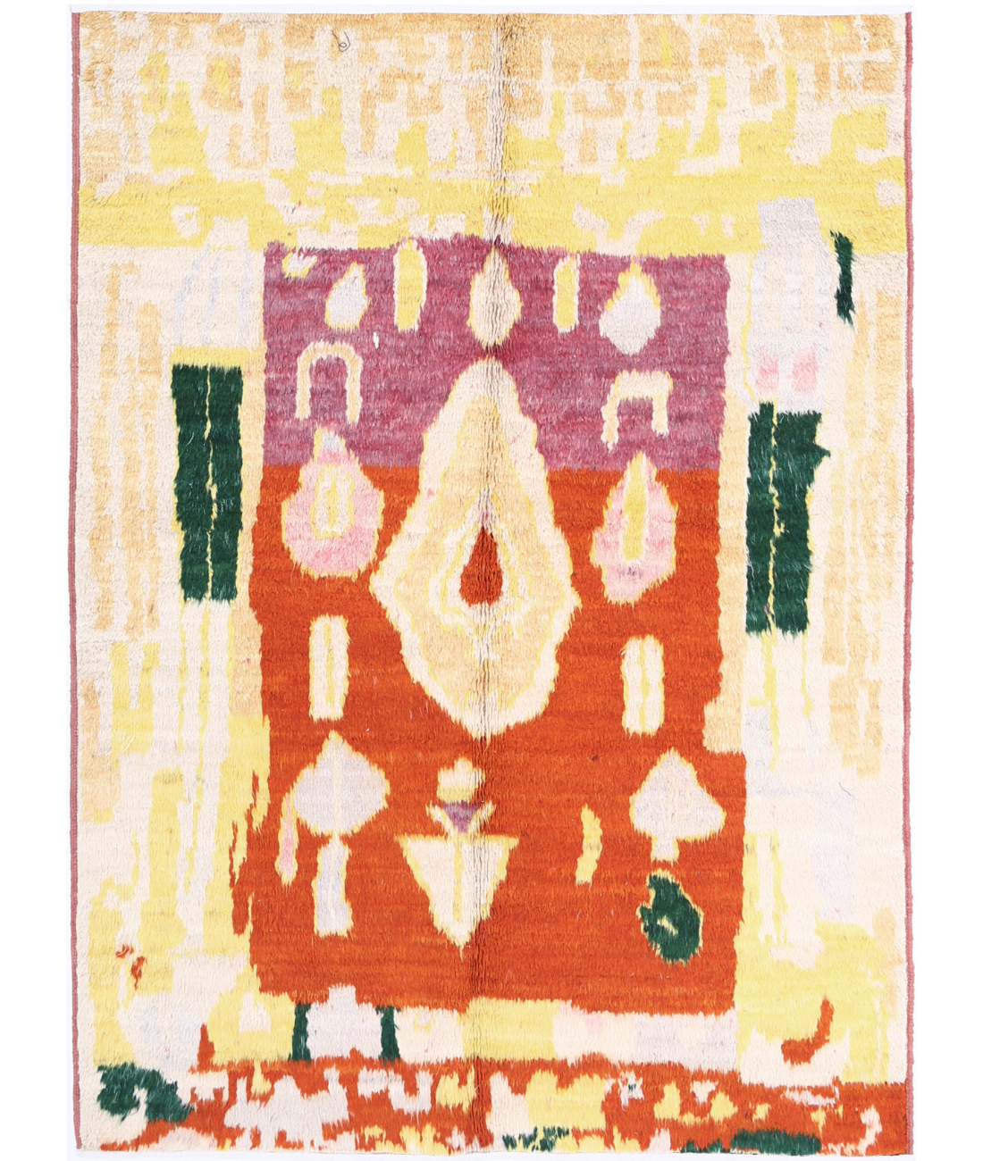Moroccan 5'1'' X 7'0'' Hand-Knotted Wool Rug 5'1'' x 7'0'' (153 X 210) / Ivory / Gold