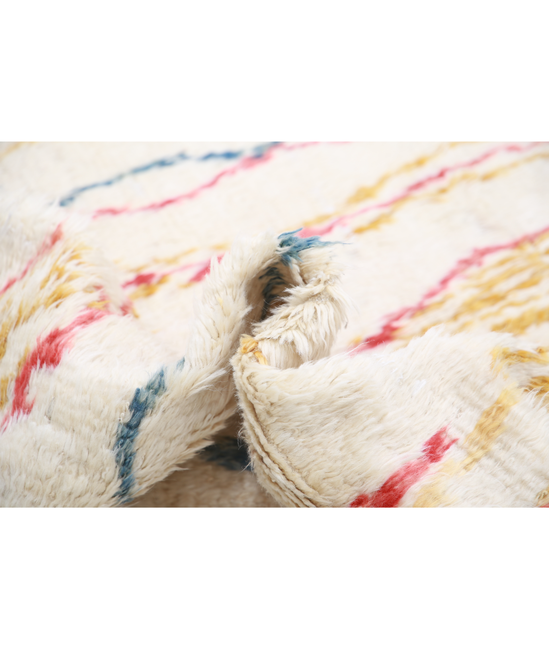 Moroccan 5'0'' X 7'3'' Hand-Knotted Wool Rug 5'0'' x 7'3'' (150 X 218) / Ivory / Red