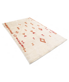 Moroccan 5'2'' X 7'10'' Hand-Knotted Wool Rug 5'2'' x 7'10'' (155 X 235) / Ivory / Red