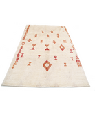 Moroccan 5'2'' X 7'10'' Hand-Knotted Wool Rug 5'2'' x 7'10'' (155 X 235) / Ivory / Red