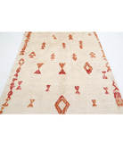 Moroccan 5'2'' X 7'10'' Hand-Knotted Wool Rug 5'2'' x 7'10'' (155 X 235) / Ivory / Red
