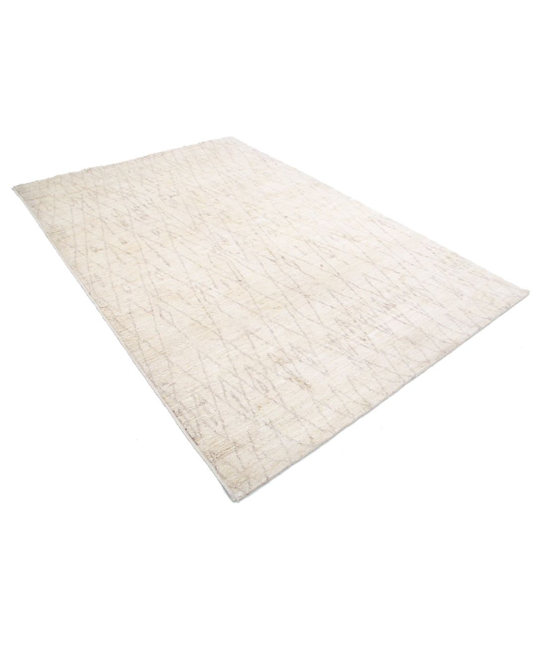 Moroccan 6'0'' X 9'0'' Hand-Knotted Wool Rug 6'0'' x 9'0'' (180 X 270) / Ivory / Taupe