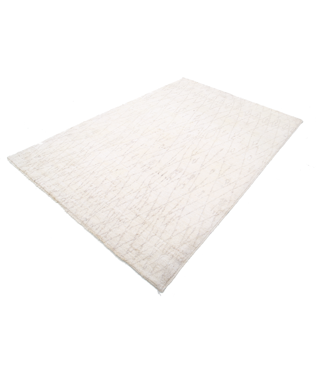 Moroccan 6'0'' X 9'0'' Hand-Knotted Wool Rug 6'0'' x 9'0'' (180 X 270) / Ivory / Taupe