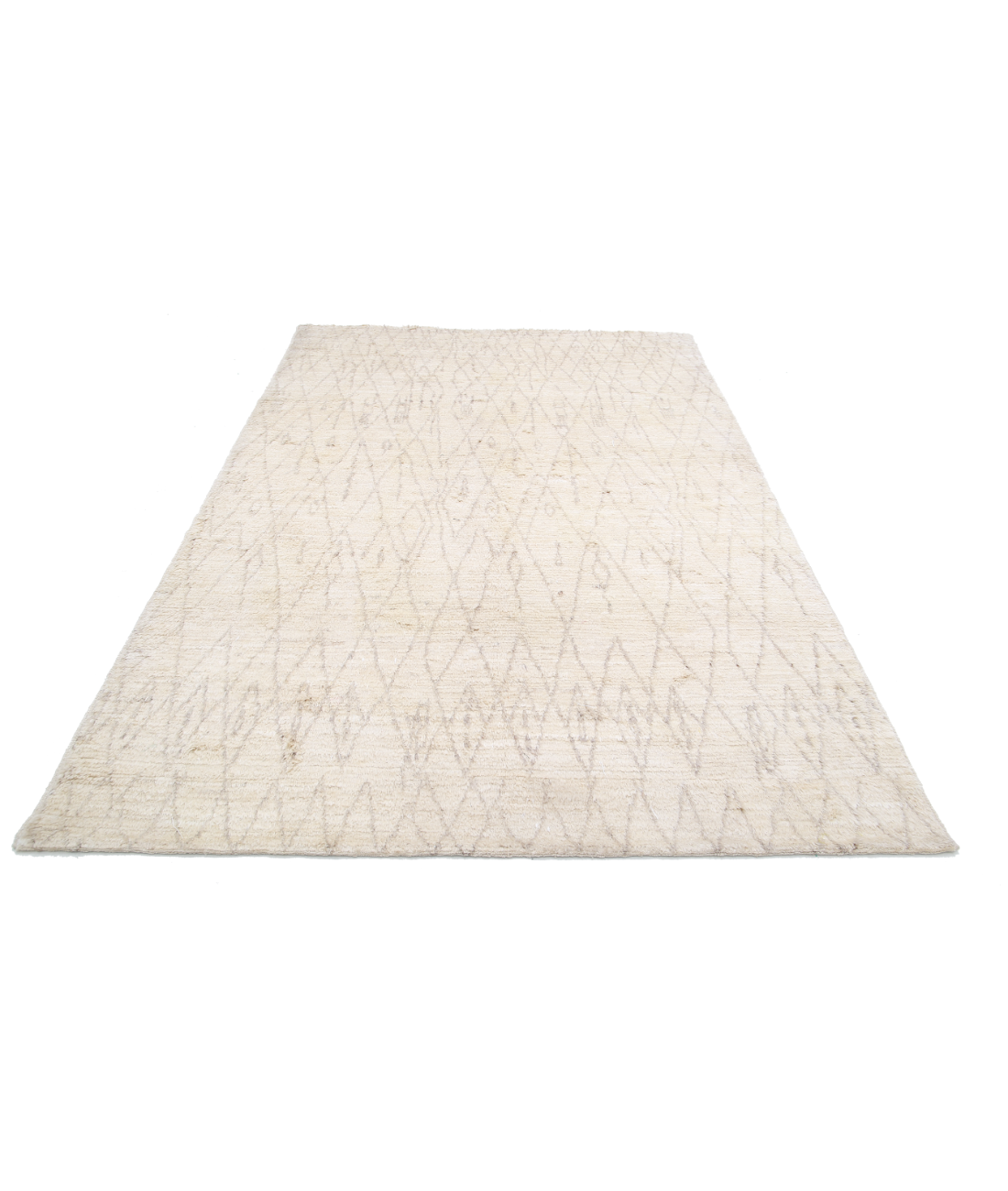 Moroccan 6'0'' X 9'0'' Hand-Knotted Wool Rug 6'0'' x 9'0'' (180 X 270) / Ivory / Taupe
