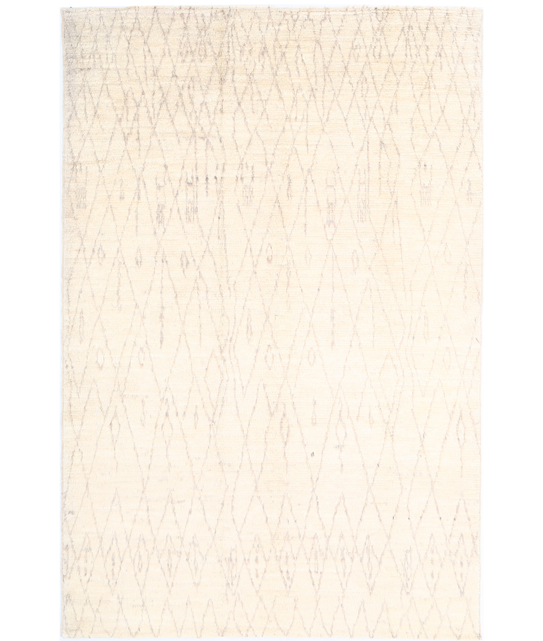 Moroccan 6'0'' X 9'0'' Hand-Knotted Wool Rug 6'0'' x 9'0'' (180 X 270) / Ivory / Taupe