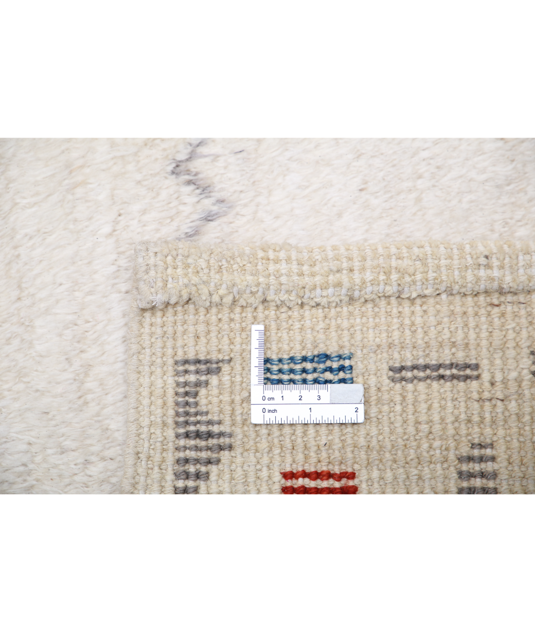 Moroccan 8'6'' X 9'9'' Hand-Knotted Wool Rug 8'6'' x 9'9'' (255 X 293) / Ivory / Red