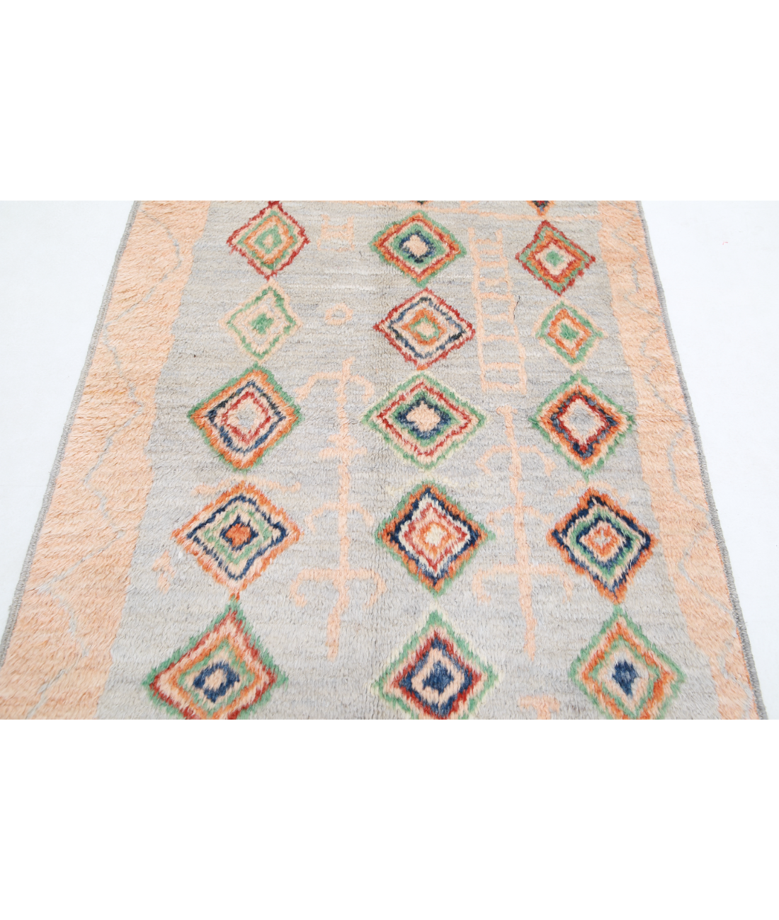 Moroccan 4'2'' X 5'9'' Hand-Knotted Wool Rug 4'2'' x 5'9'' (125 X 173) / Blue / Brown