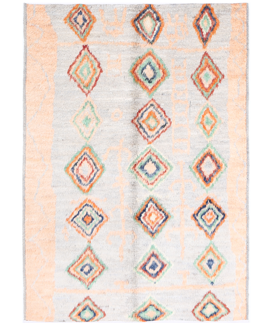 Moroccan 4'2'' X 5'9'' Hand-Knotted Wool Rug 4'2'' x 5'9'' (125 X 173) / Blue / Brown