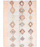 Moroccan 4'2'' X 5'9'' Hand-Knotted Wool Rug 4'2'' x 5'9'' (125 X 173) / Blue / Brown