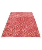Moroccan 4'4'' X 5'9'' Hand-Knotted Wool Rug 4'4'' x 5'9'' (130 X 173) / Red / Ivory
