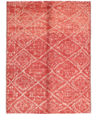 Moroccan 4'4'' X 5'9'' Hand-Knotted Wool Rug 4'4'' x 5'9'' (130 X 173) / Red / Ivory