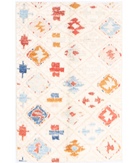 Moroccan 3'11'' X 6'1'' Hand-Knotted Wool Rug 3'11'' x 6'1'' (118 X 183) / Ivory / Red