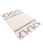 Moroccan 3'10'' X 5'8'' Hand-Knotted Wool Rug 3'10'' x 5'8'' (115 X 170) / Ivory / Brown
