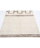 Moroccan 3'10'' X 5'8'' Hand-Knotted Wool Rug 3'10'' x 5'8'' (115 X 170) / Ivory / Brown