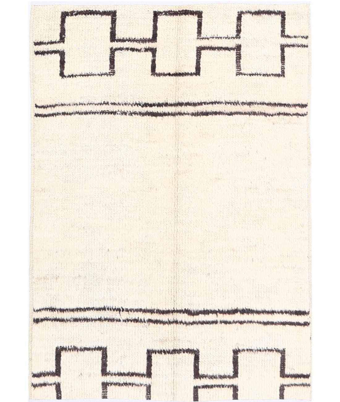Moroccan 3'10'' X 5'8'' Hand-Knotted Wool Rug 3'10'' x 5'8'' (115 X 170) / Ivory / Brown