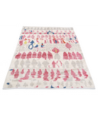 Moroccan 4'5'' X 5'10'' Hand-Knotted Wool Rug 4'5'' x 5'10'' (133 X 175) / Ivory / Red
