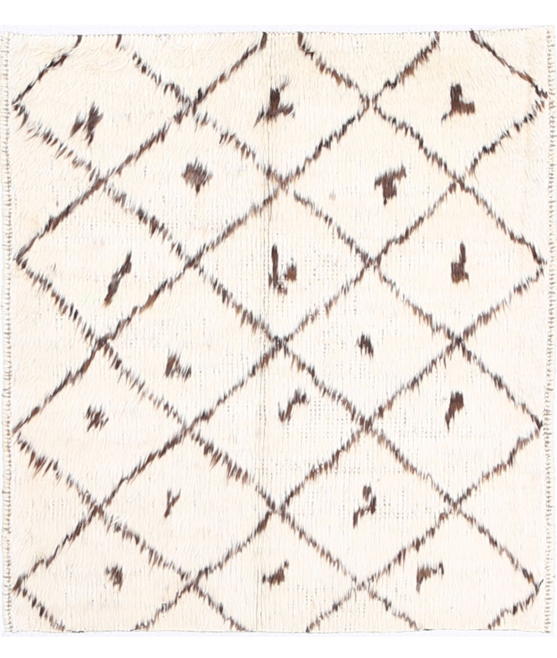Moroccan 2'7'' X 2'10'' Hand-Knotted Wool Rug 2'7'' x 2'10'' (78 X 85) / Ivory / Taupe