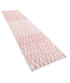 Moroccan 2'11'' X 11'3'' Hand-Knotted Wool Rug 2'11'' x 11'3'' (88 X 338) / Ivory / Red