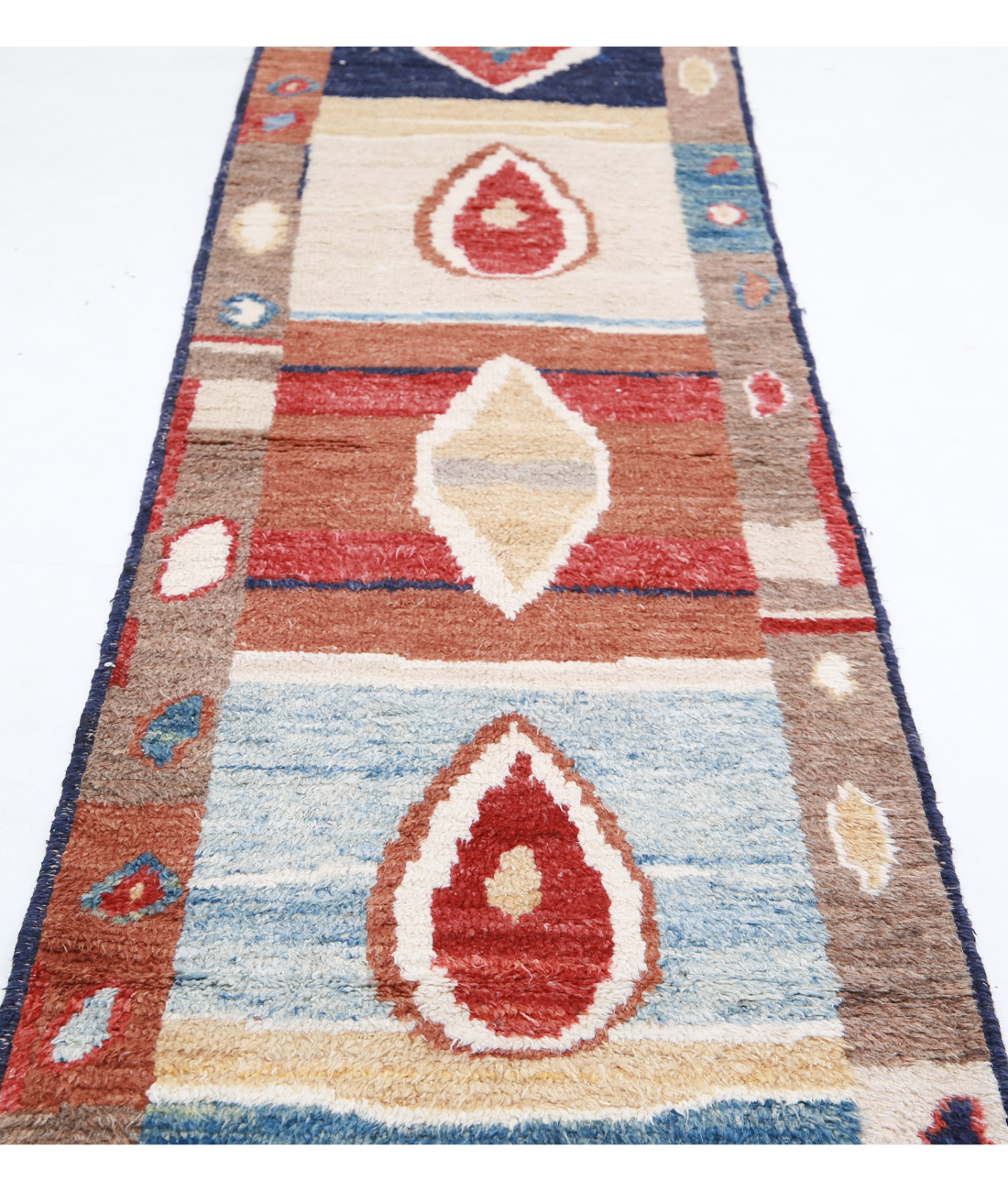 Moroccan 2'9'' X 13'10'' Hand-Knotted Wool Rug 2'9'' x 13'10'' (83 X 415) / Blue / Red
