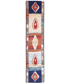 Moroccan 2'9'' X 13'10'' Hand-Knotted Wool Rug 2'9'' x 13'10'' (83 X 415) / Blue / Red