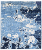 Hand Knotted Moroccan Wool Rug 8' 1" X 9' 7" 8' 1" X 9' 7" (246 X 292) / Blue / Ivory