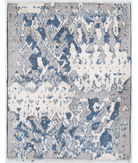 Hand Knotted Moroccan Wool Rug 4' 10" X 6' 2" 4' 10" X 6' 2" (147 X 188) / Blue / Ivory