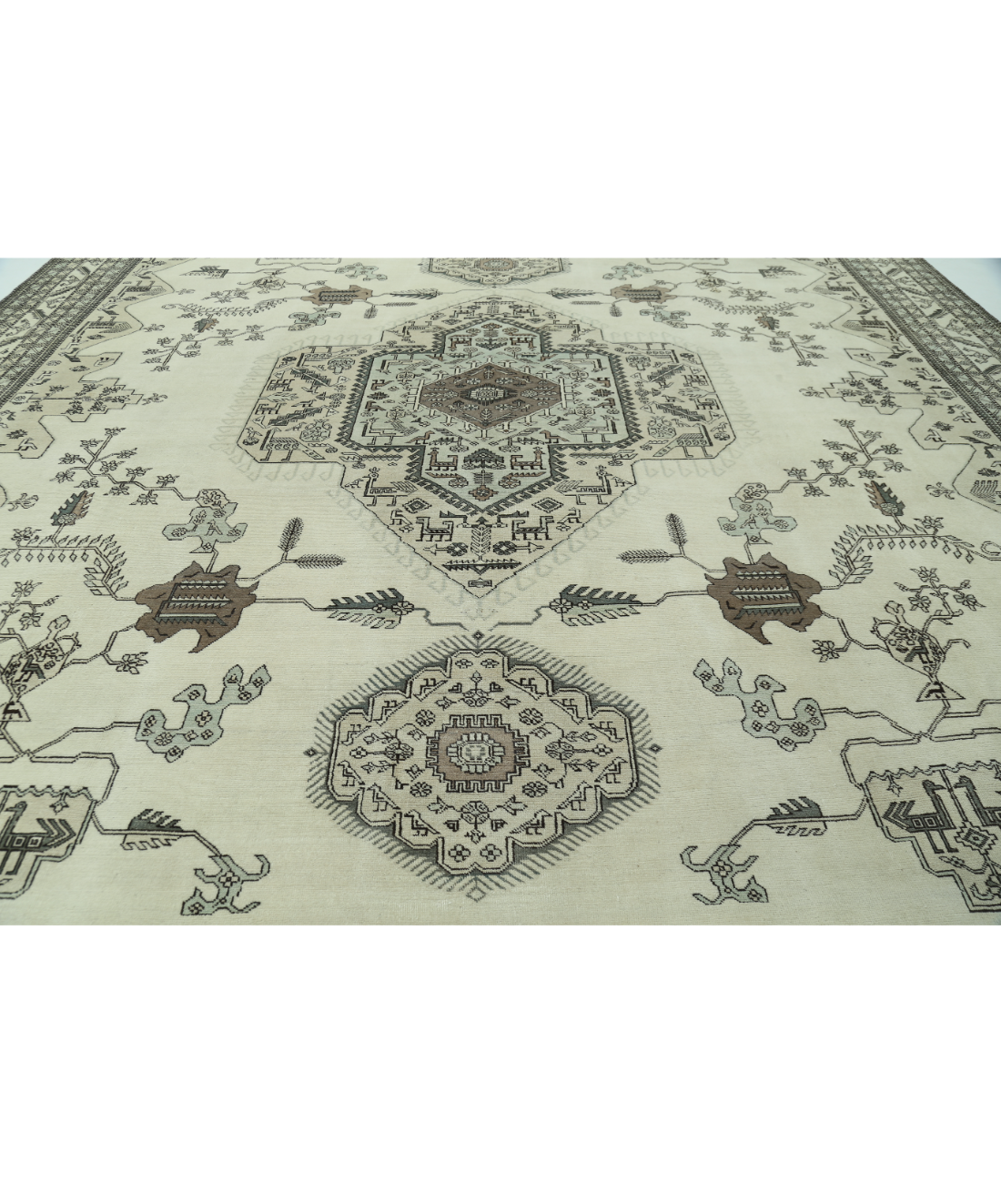 Moroccan 14'11'' X 16'1'' Hand-Knotted Wool Rug 14'11'' x 16'1'' (448 X 483) / Ivory / Grey