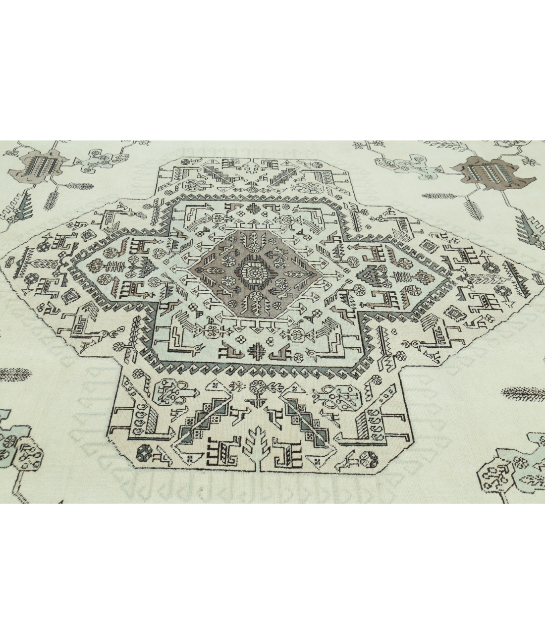 Moroccan 14'11'' X 16'1'' Hand-Knotted Wool Rug 14'11'' x 16'1'' (448 X 483) / Ivory / Grey