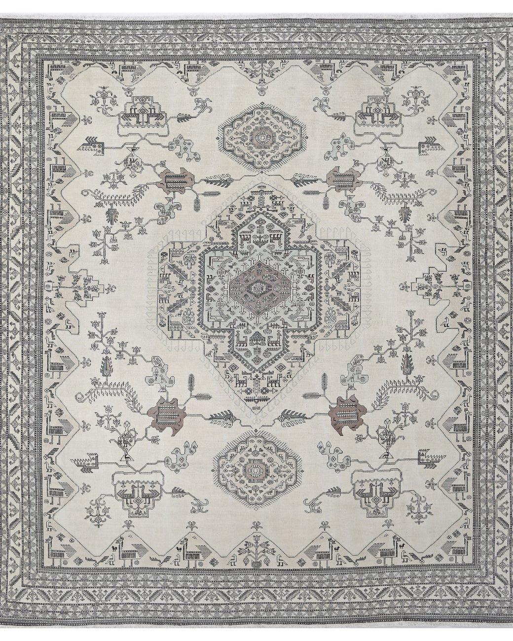 Moroccan 14'11'' X 16'1'' Hand-Knotted Wool Rug 14'11'' x 16'1'' (448 X 483) / Ivory / Grey
