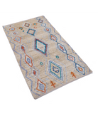 Hand Knotted Moroccan Wool Rug 2' 8" X 4' 11" 2' 8" X 4' 11" (81 X 150) / Taupe / Blue