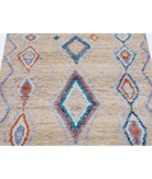Hand Knotted Moroccan Wool Rug 2' 8" X 4' 11" 2' 8" X 4' 11" (81 X 150) / Taupe / Blue