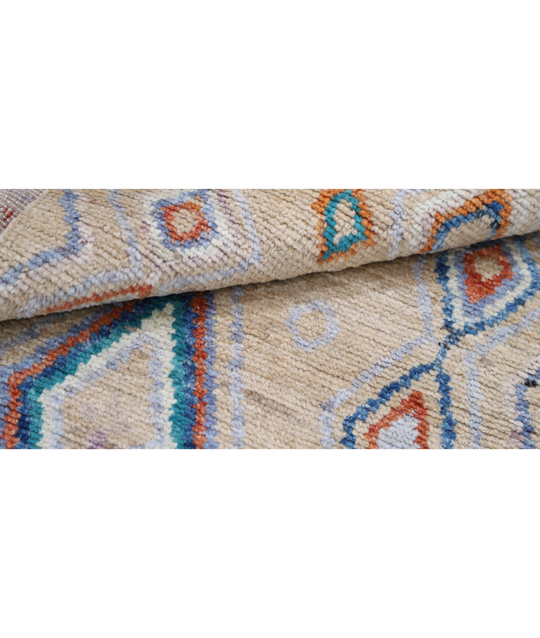 Hand Knotted Moroccan Wool Rug 2' 8" X 4' 11" 2' 8" X 4' 11" (81 X 150) / Taupe / Blue