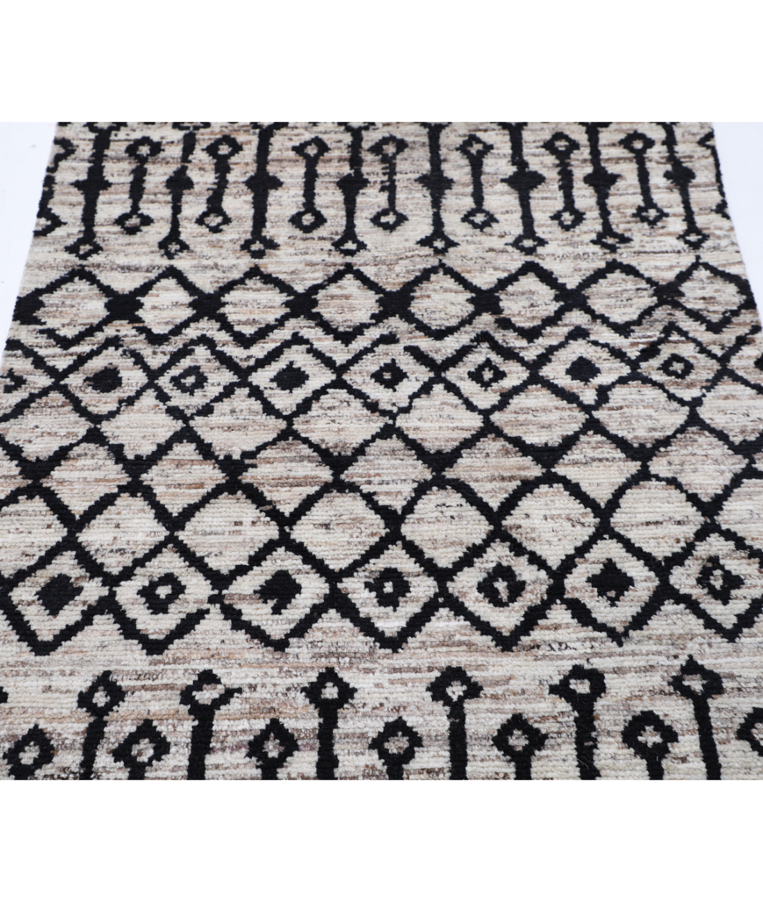 Hand Knotted Moroccan Wool Rug 3' 8" X 5' 10" 3' 8" X 5' 10" (112 X 178) / Brown / Brown