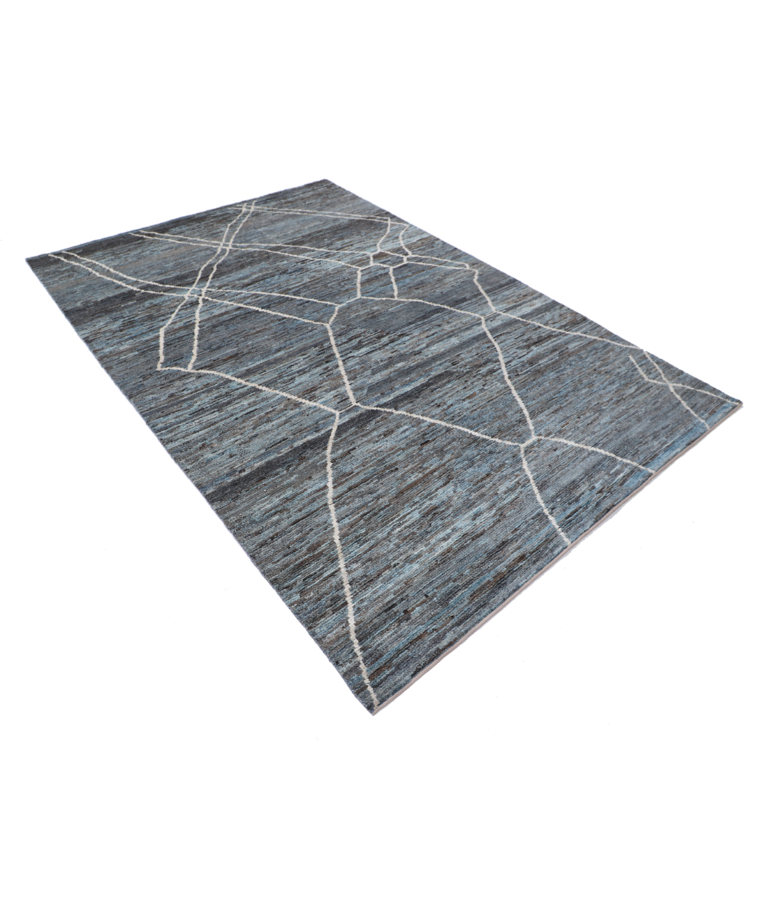 Hand Knotted Moroccan Wool Rug 5' 11" X 8' 9" 5' 11" X 8' 9" (180 X 267) / Grey / Grey