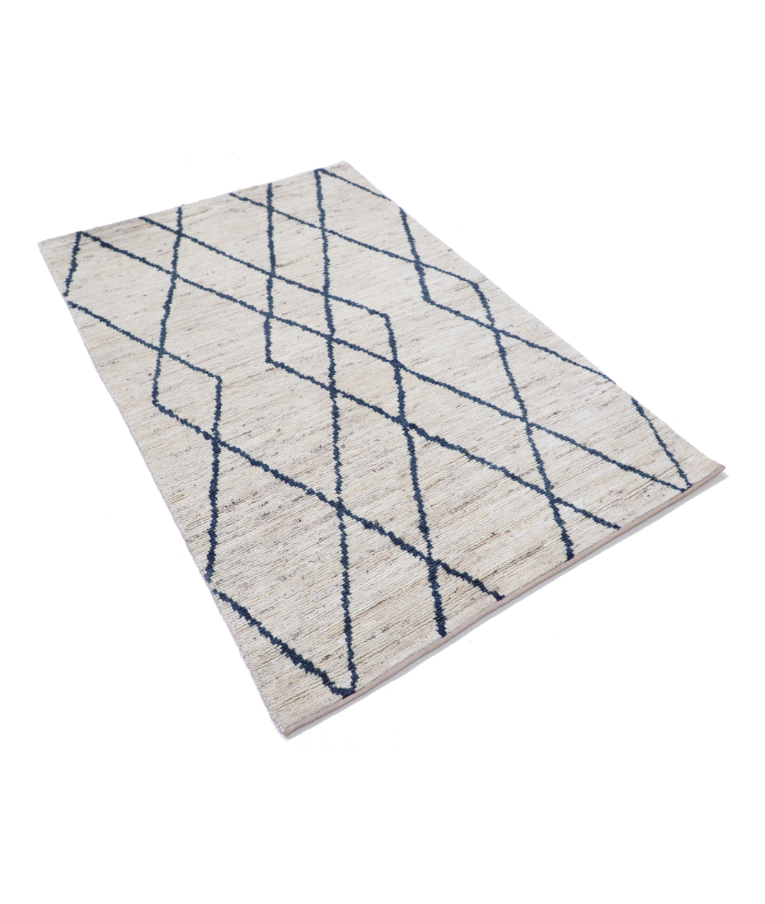 Hand Knotted Moroccan Wool Rug 3' 10" X 6' 0" 3' 10" X 6' 0" (117 X 183) / Ivory / Ivory
