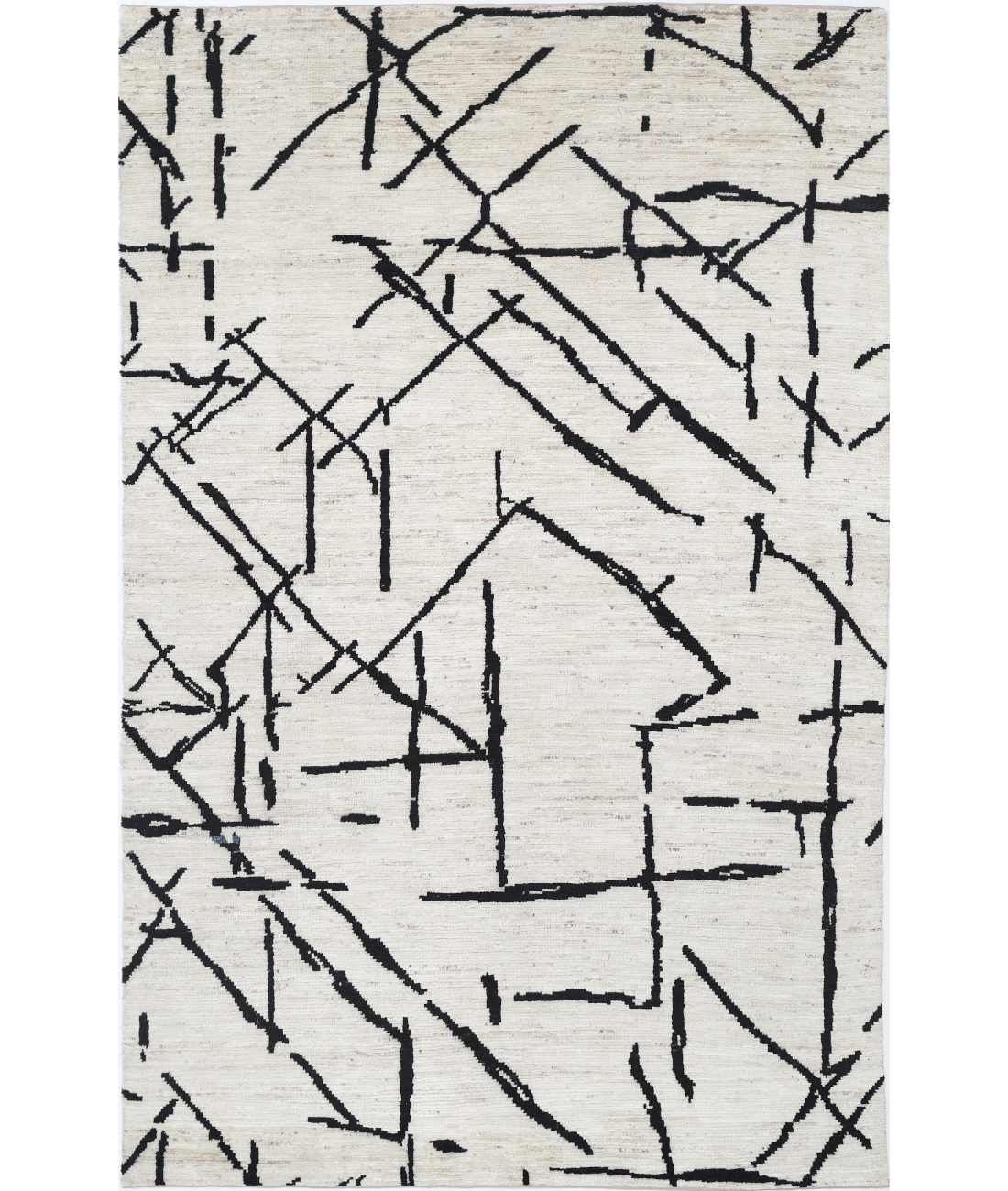 Hand Knotted Moroccan Wool Rug 5' 10" X 9' 4" 5' 10" X 9' 4" (178 X 284) / Ivory / Ivory