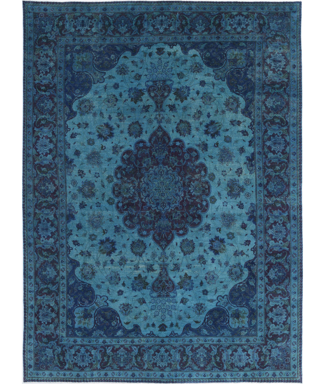 Overdye 9'8'' X 13'3'' Hand-Knotted Wool Rug 9'8'' x 13'3'' (290 X 398) / Blue / Purple