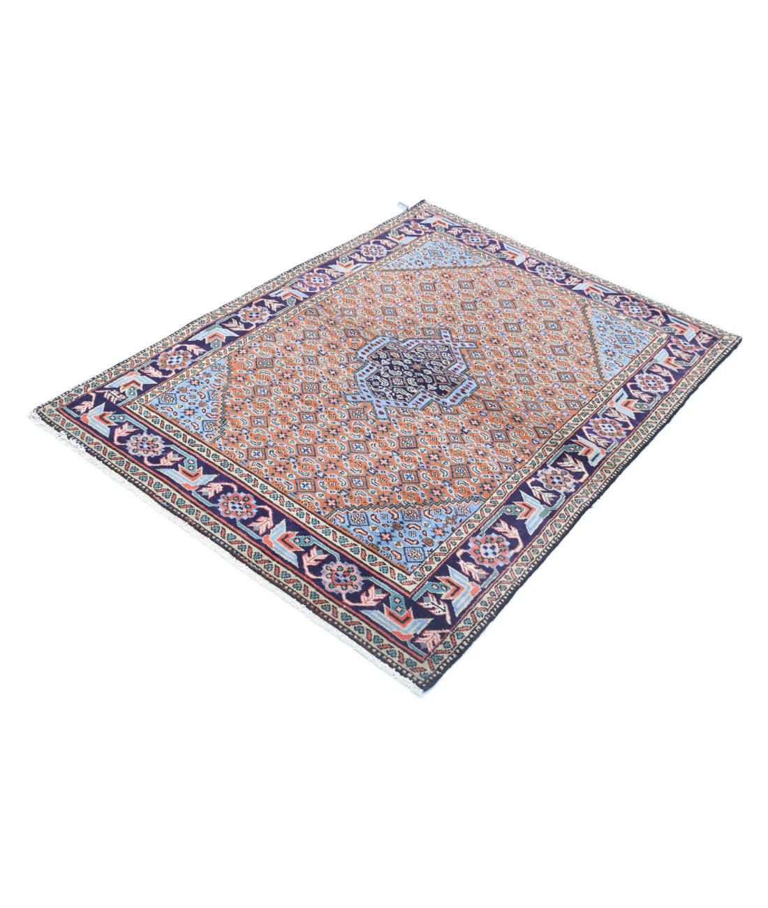 Moud 3'7'' X 4'10'' Hand-Knotted Wool Rug 3'7'' x 4'10'' (108 X 145) / Brown / Blue